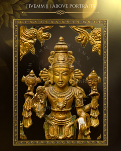 Vishnu With Garuda And Hanuman Panchaloha Bronze Icon - 12" with arch