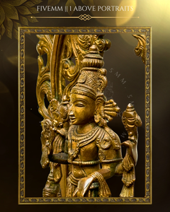 Vishnu With Garuda And Hanuman Panchaloha Bronze Icon - 12" with arch