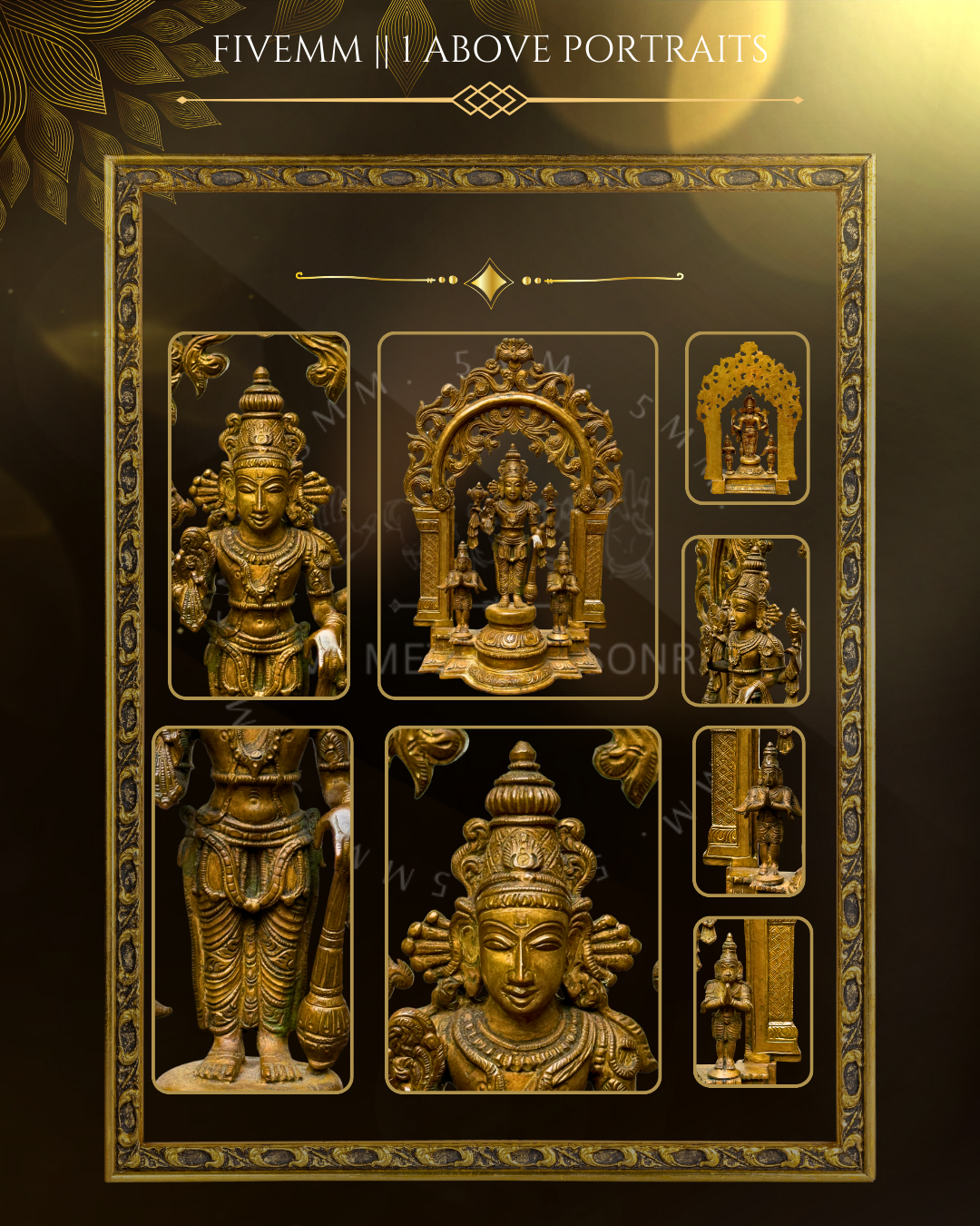 Vishnu With Garuda And Hanuman Panchaloha Bronze Icon - 12" with arch