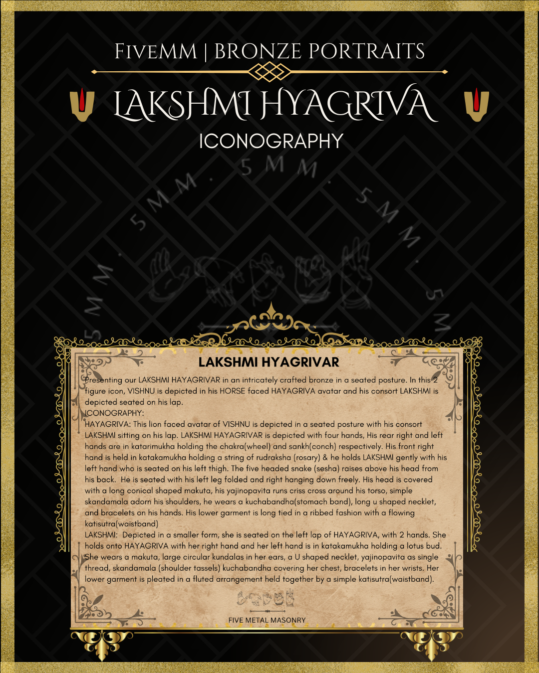 Lakshmi Hyagriva Panchaloha Bronze Icon - 4"