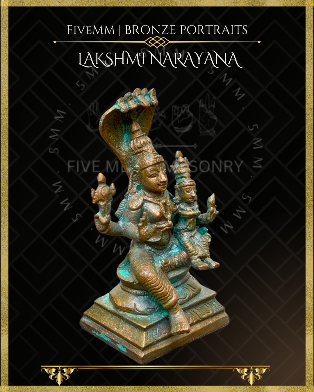 Lakshmi Narayana Panchaloha Bronze Icon - 4"
