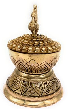 Brass Dhoop Dani, Peetal Sambrani Burner, Pital Agarbatti Stand, Pittal Dhoop Holder Idol, Traditional Indian Pooja Murti,Gold, 7 Inch, 1 Piece