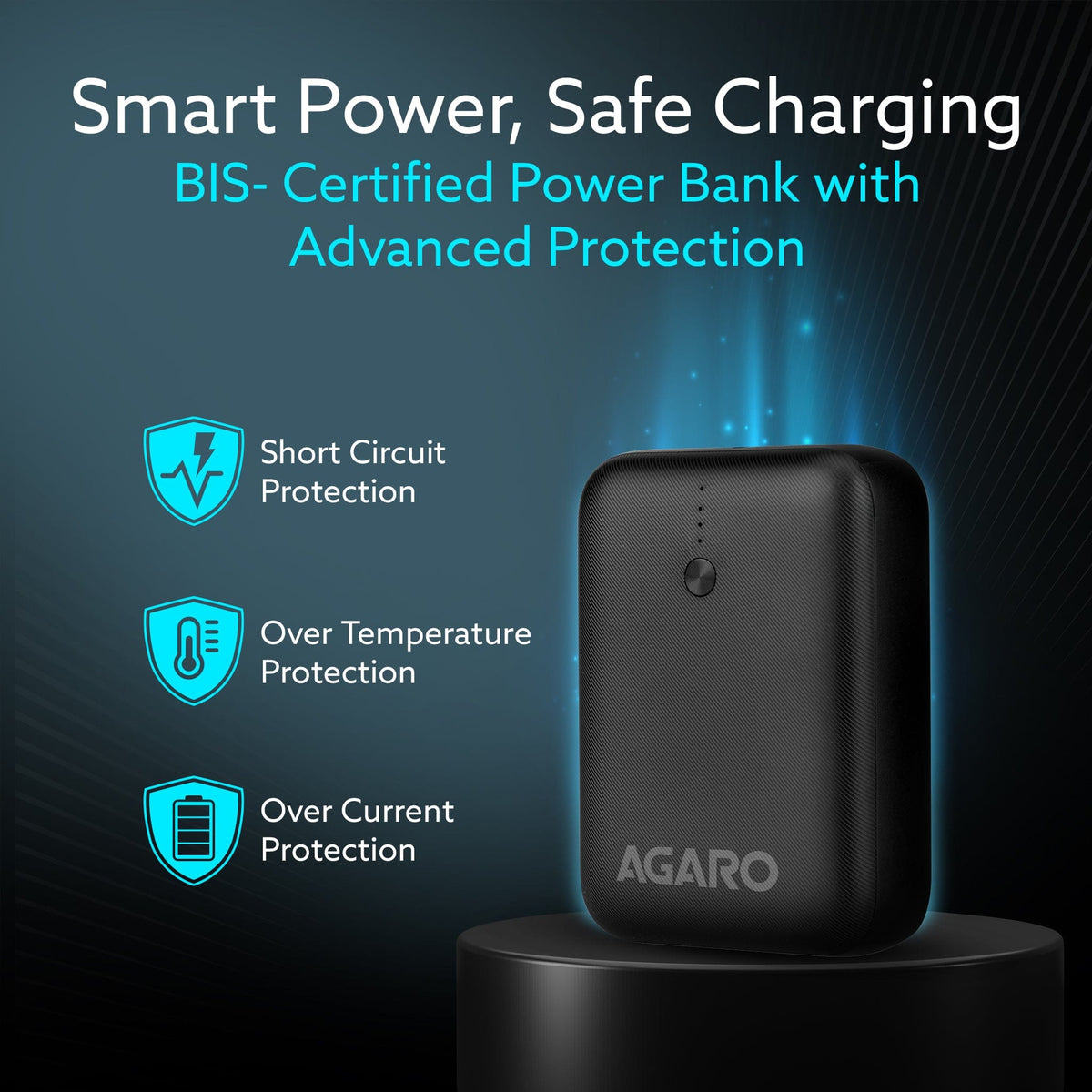 AGARO Nano Power Bank 10000 mAh, 22.5W Power Delivery for Smartphones, Portable, USB A & C Output, USB C Input, Fast Cha
