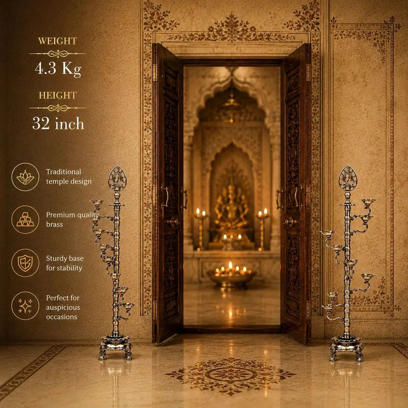 Brass Asthadeep Long Lamp (32 Inch)