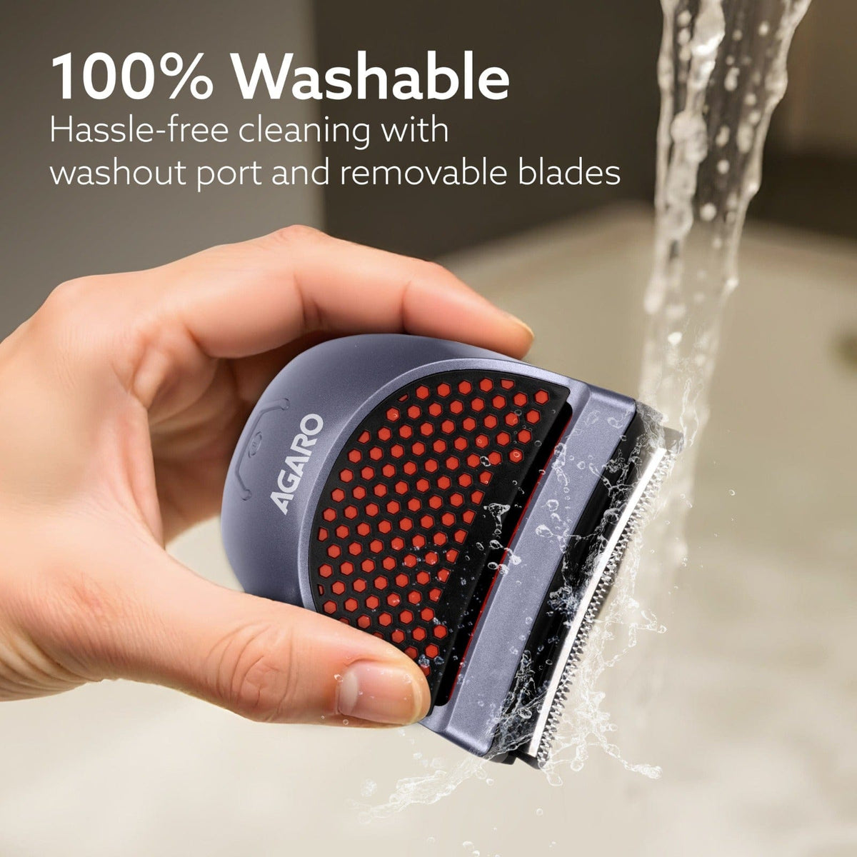 AGARO Hair Clipper 1717: Cordless, waterproof trimmer with curved blades and 4 combs (3, 6, 9, 12mm). Perfect for self-haircuts, grooming, and easy cleaning-5