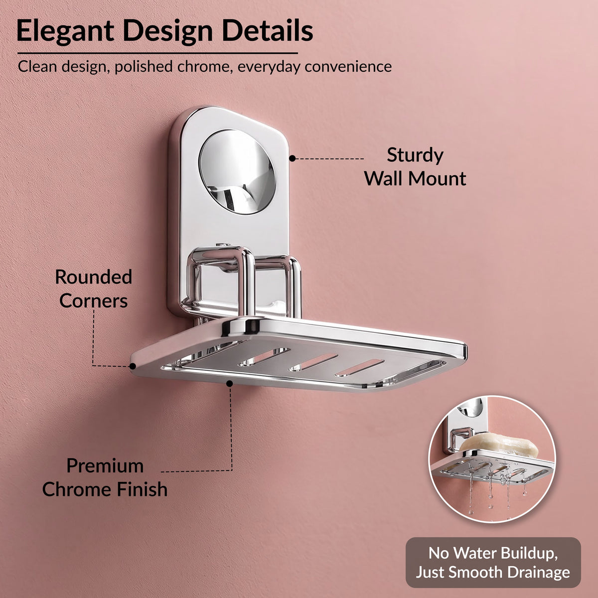 Plantex Stainless Steel Single Soap Holder for Bathroom/Soap Dish Holder Wall Mounted/Bathroom Accessories - Dream (Chrome)-5