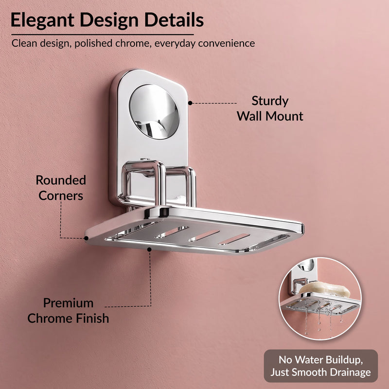Plantex Stainless Steel Single Soap Holder for Bathroom/Soap Dish Holder Wall Mounted/Bathroom Accessories - Dream (Chrome)-5