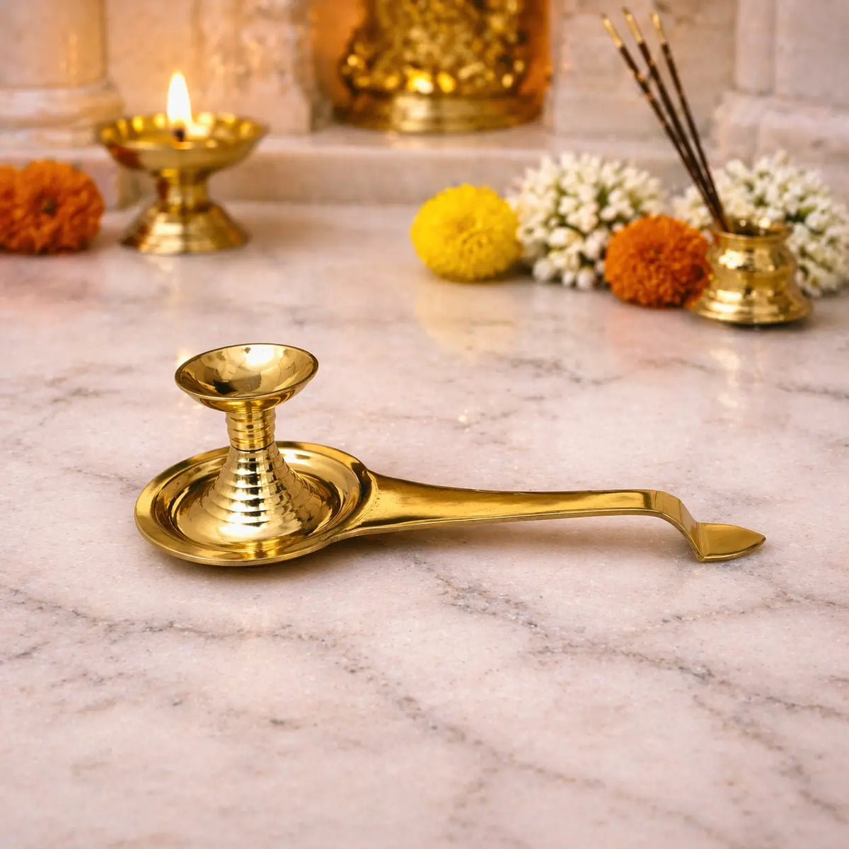 Brass Dhoop Aarti Spoon (9.8 Inch)
