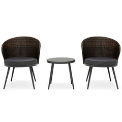 Stilt Outdoor Patio Seating Set 2 Chairs and 1 Table Set (Black + Brown)