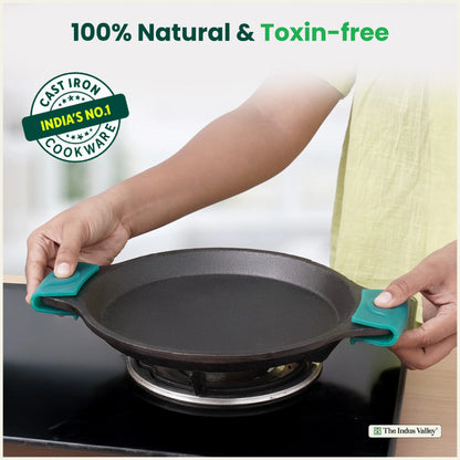 CASTrong Cast Iron Fish Fry pan, Pre-seasoned, Naturally Nonstick, 100% Pure, Toxin-free fry pan 9.8 In/25 cm/1.9 kg