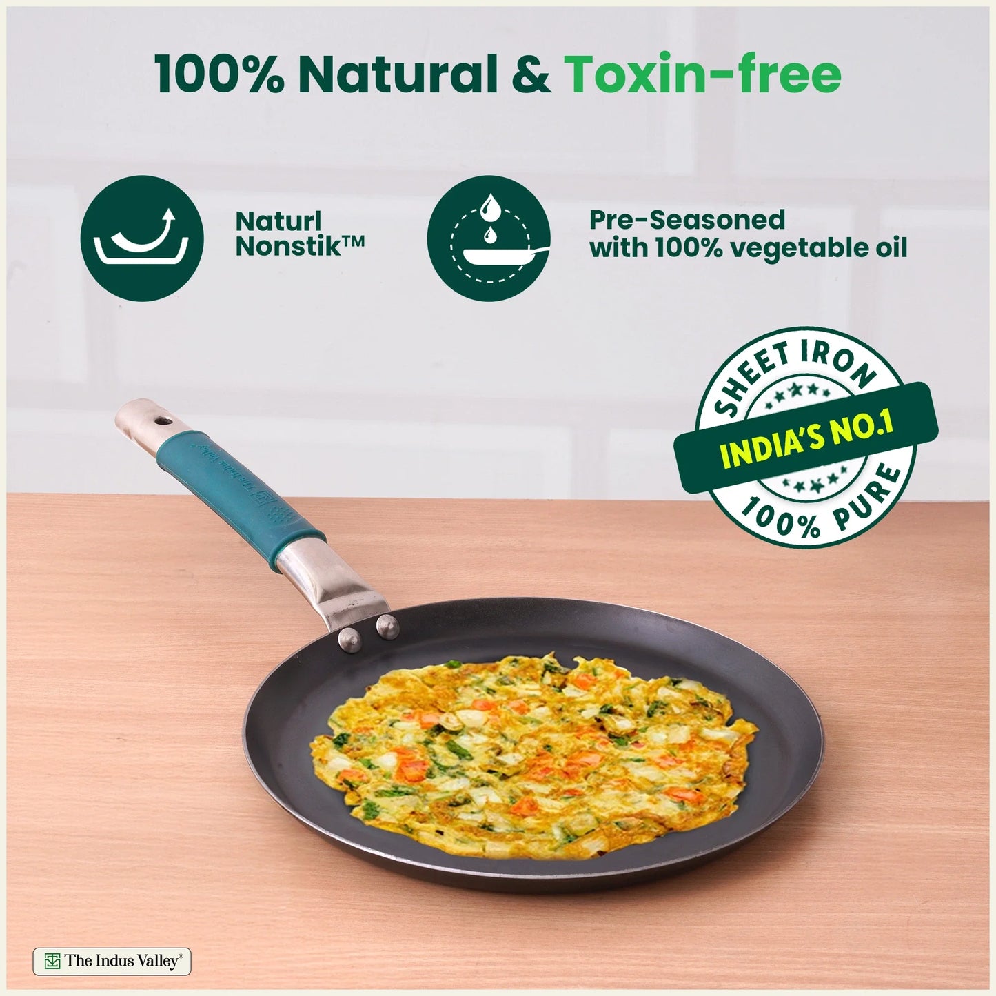 100% Pure Sheet Iron Cookware Set – Tawa, Fry Pan, Kadai with Silicone Handle, Pre-Seasoned, Induction & Gas Compatible + Free ₹400 Tadka Pan