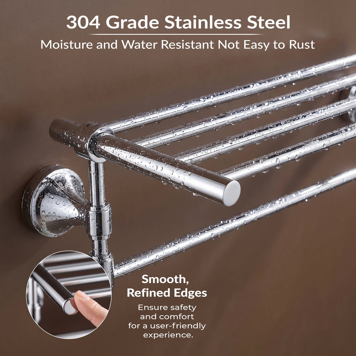 Plantex 304 Grade Stainless Steel Towel Rack for Bathroom/Towel Stand/Hanger/Bathroom Accessories - Niko (18 Inch-Chrome)-5