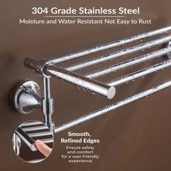 Plantex 304 Grade Stainless Steel Towel Rack for Bathroom/Towel Stand/Hanger/Bathroom Accessories - Niko (18 Inch-Chrome)-5