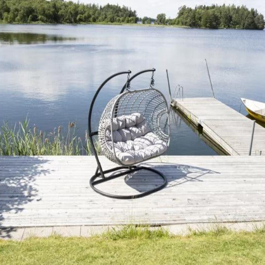 Fonti Double Seater Hanging Swing With Stand For Balcony , Garden Swing (Silver)