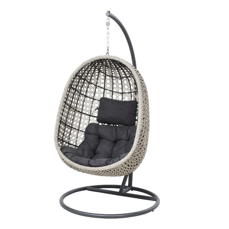 Rodolfo Single Seater Hanging Swing With Stand For Balcony , Garden Swing (Grey)