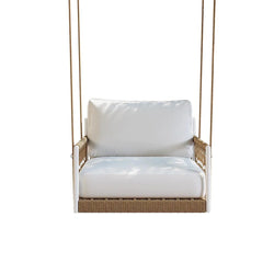 Ulek Single Seater Hanging Swing Without Stand For Balcony , Garden Swing (White + Tan) Braided & Rope