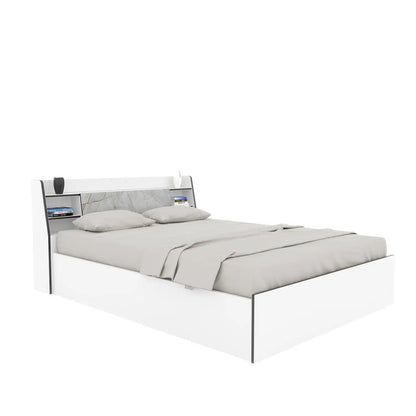 Nilkamal Marbito Queen Bed With Headboard & Box Storage (White)