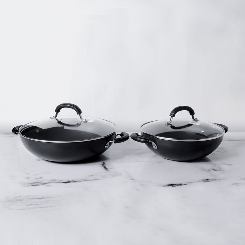 Circulon Origins 4pcs Non-Stick 20cm + 24cm Kadai Set with Lids