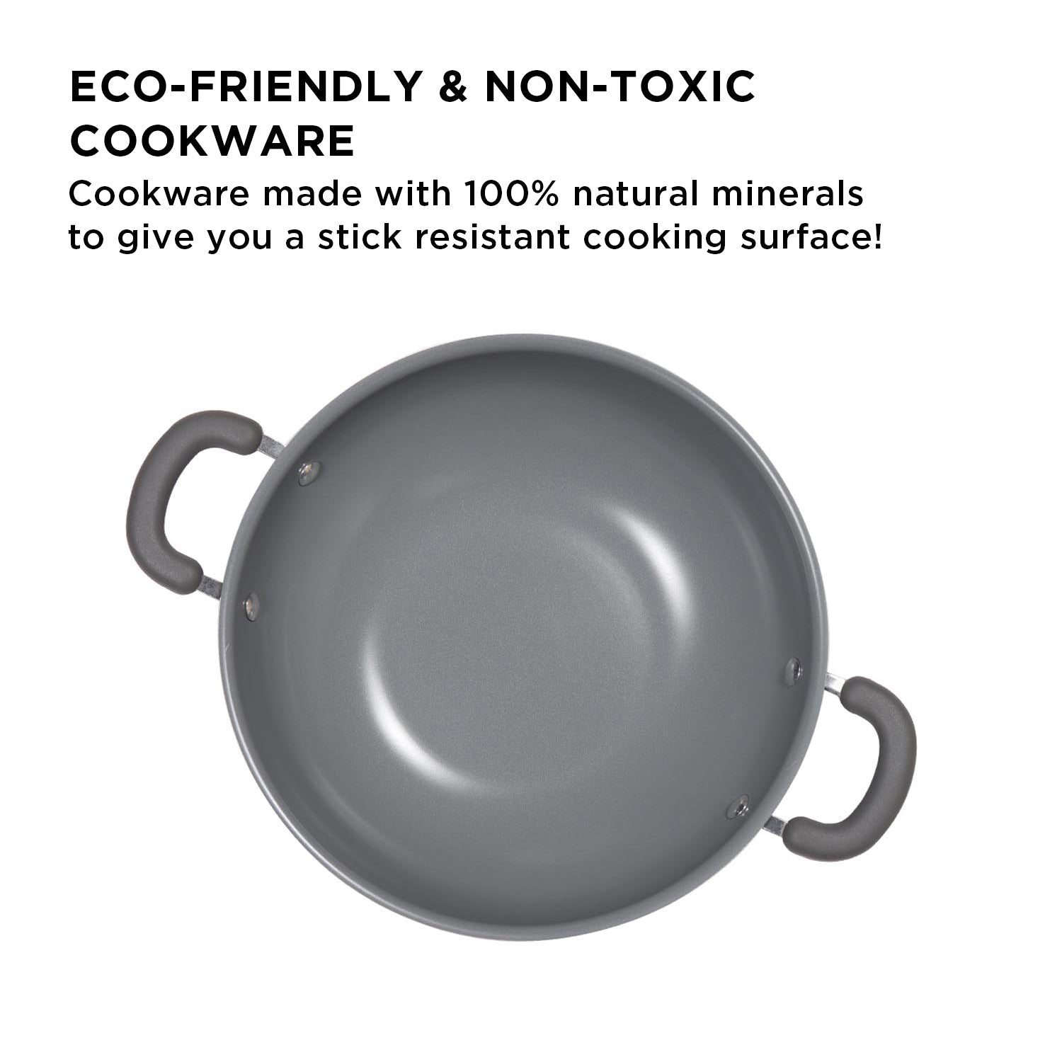 Meyer Anzen Ceramic Coated Cookware 3-Piece Set - 20cm Frypan + Wok/Kadai with Interchangeable Lid