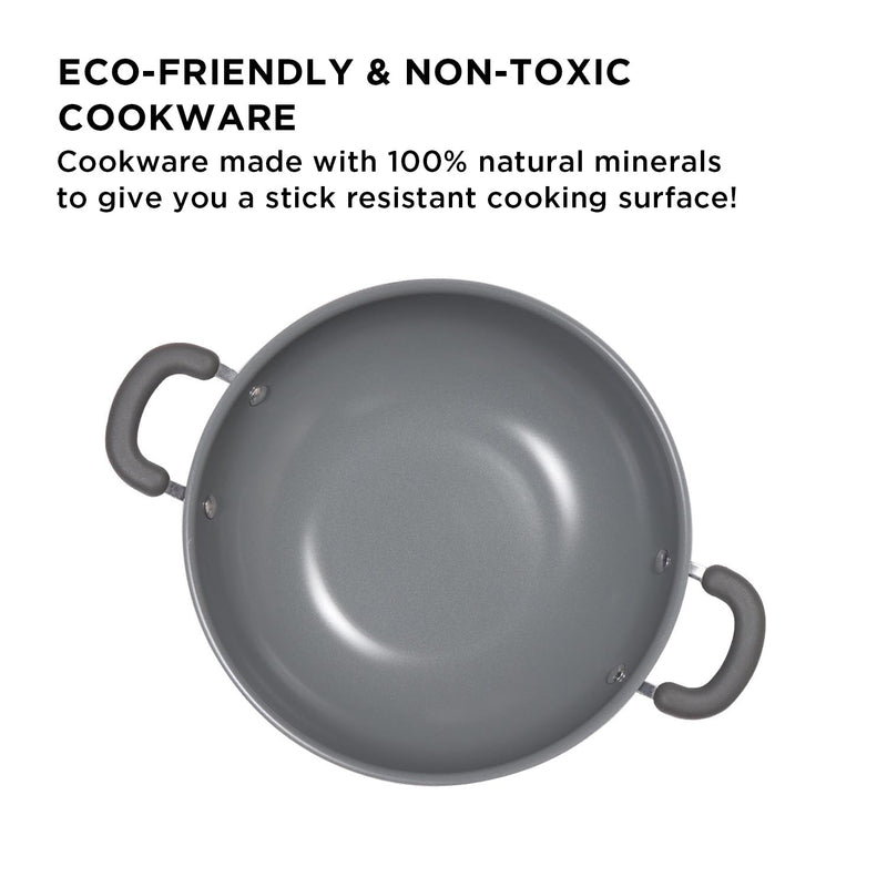 Meyer Anzen Ceramic Coated Cookware 3-Piece Set - 20cm Frypan + Wok/Kadai with Interchangeable Lid