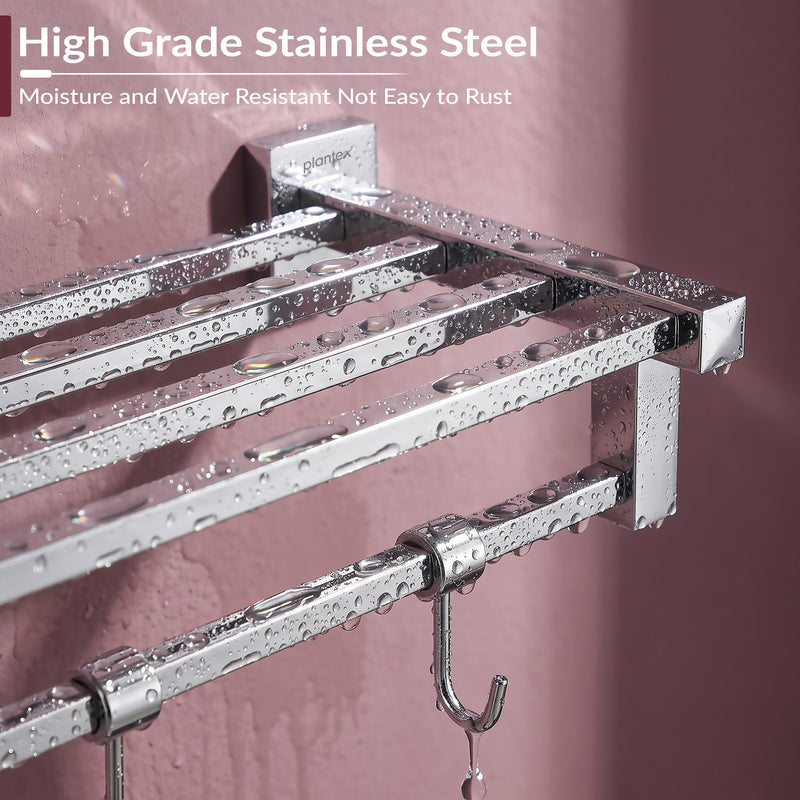 Plantex Heavy-Duty Stainless Steel Towel Rack for Bathroom/Towel Bar/Towel Holder/Bathroom Accessories (24 Inch-Chrome)- Pack of 1, Aqua-5