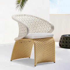 Homela Outdoor Patio Seating Set 4 Chairs and 1 Table Set (Tan + White)