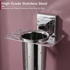 Plantex Stainless Steel Toothbrush Holder for Bathroom/Wall Mounted Toothbrush Holder/Bathroom Accessories - (Chrome)-4
