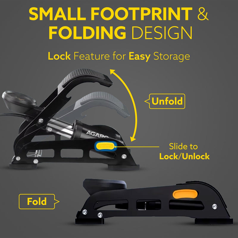 AGARO Foot Tyre Inflator, Double Cylinder Rapid Inflation, 160 PSI, High-Pressure Foot Air Pump with Integrated Gauge fo
