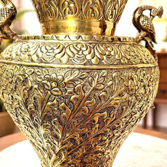 Brass Peacock Flower Vase / Planter Pot (11 Inch)
