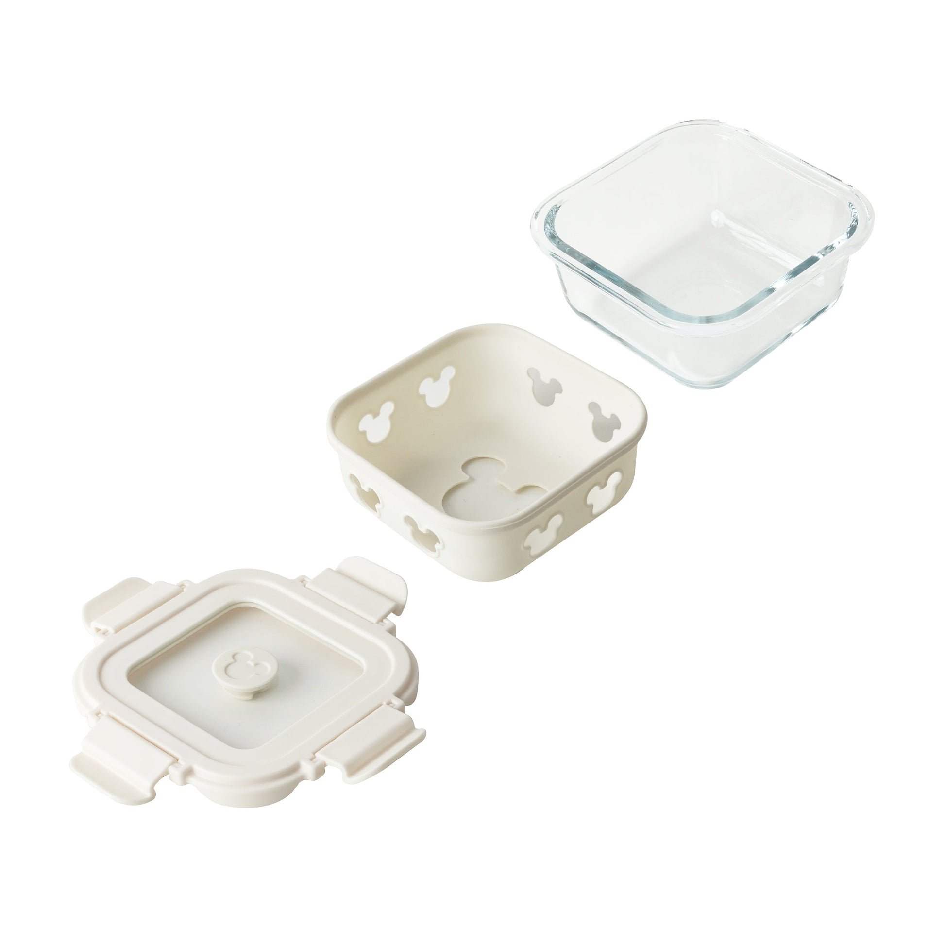 Disney Square Glass and Rectangle Glass Container with Air Tight Detachable Lid