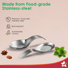 Wonderchef Ambrosia Stainless-steel Spoon Rest 2 Pc. Set for Home, Kitchen Platform and Dining Table, Keep Ladle, Spatul