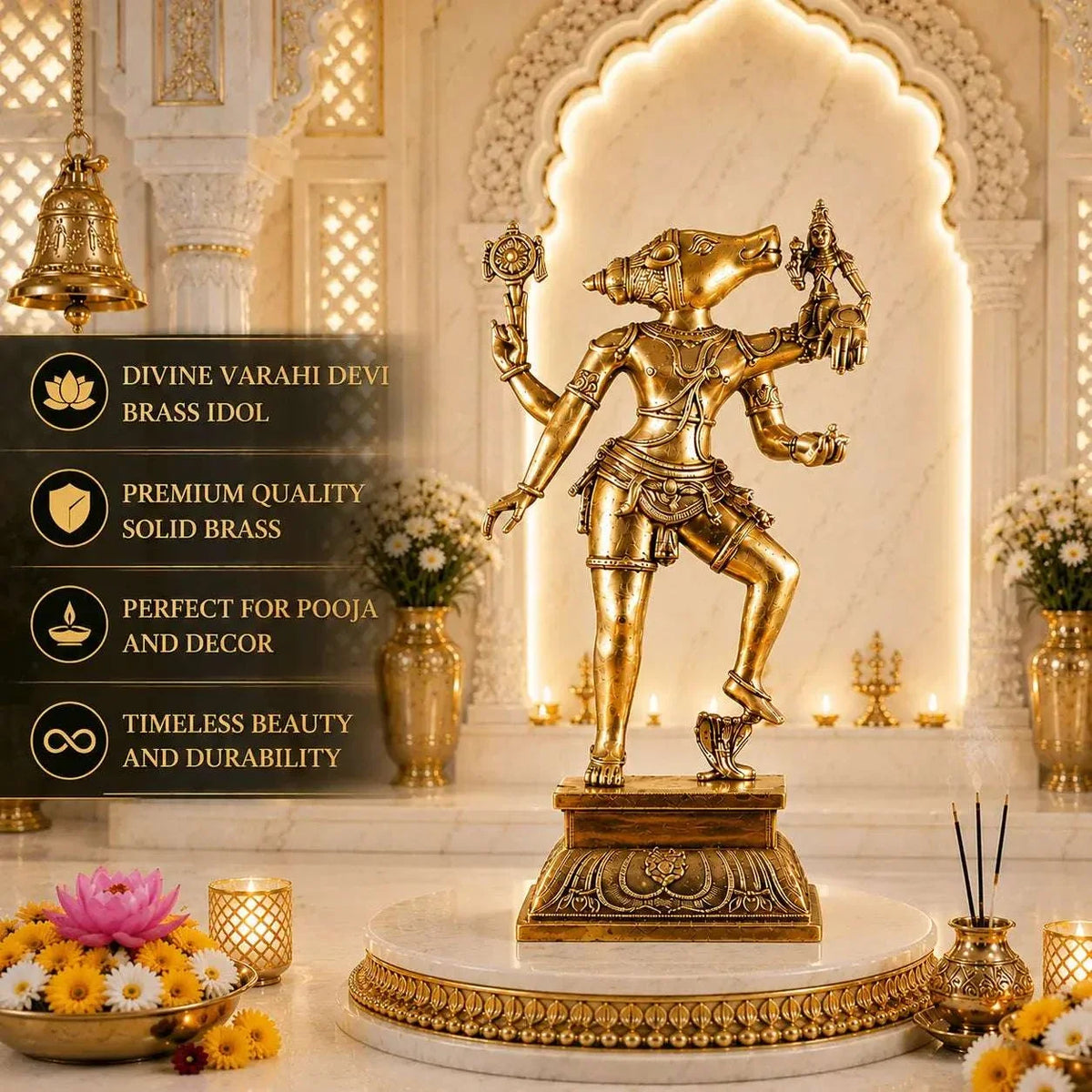 Brass Standing Varahi Devi Idol (24 Inch)
