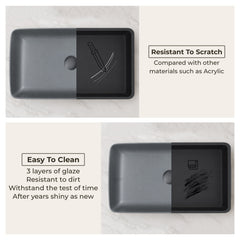 Plantex Ceramic Table Top Basin/Wash Basin for Bathroom/Over Counter Washbasin for Restaurant/Hotel (Rectangle - Matt Grey, 24 x 14 x 4.5 Inch)-6