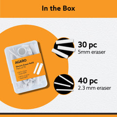 AGARO Electric Eraser Refill Pack of 70, 2.3mm & 5mm Eraser, Sketching, Drawing, Portrait Shading