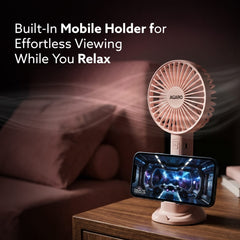 AGARO Elite Mini Fan, 4 inches, Rechargeable Lithium-Ion with 2600 mAh Battery, 3 Speed Option, Handheld and Table Dock 
