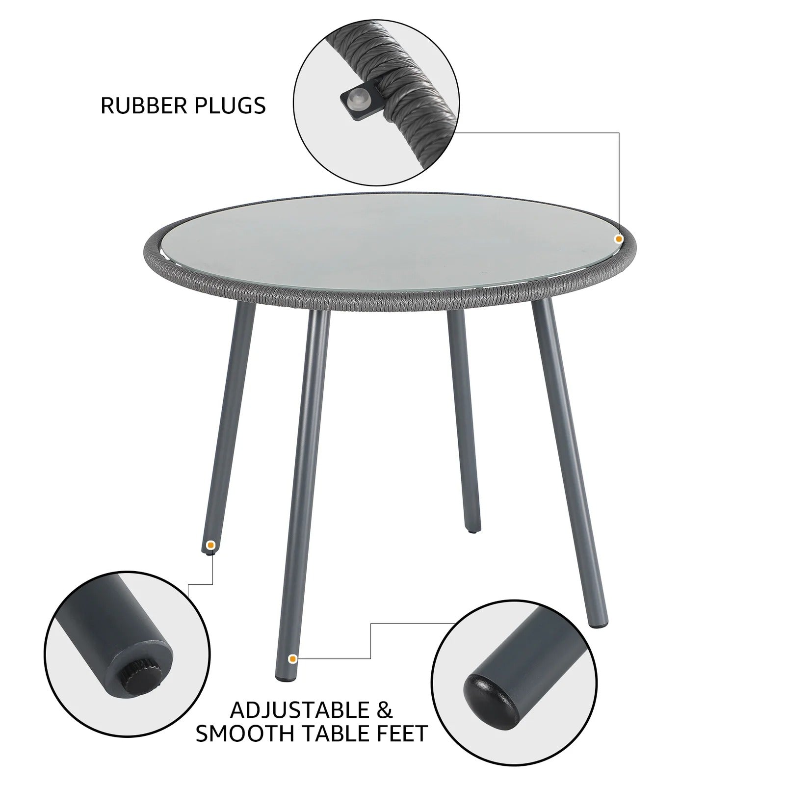Votion Outdoor Patio Seating Set 4 Chairs and 1 Table Set (Grey)