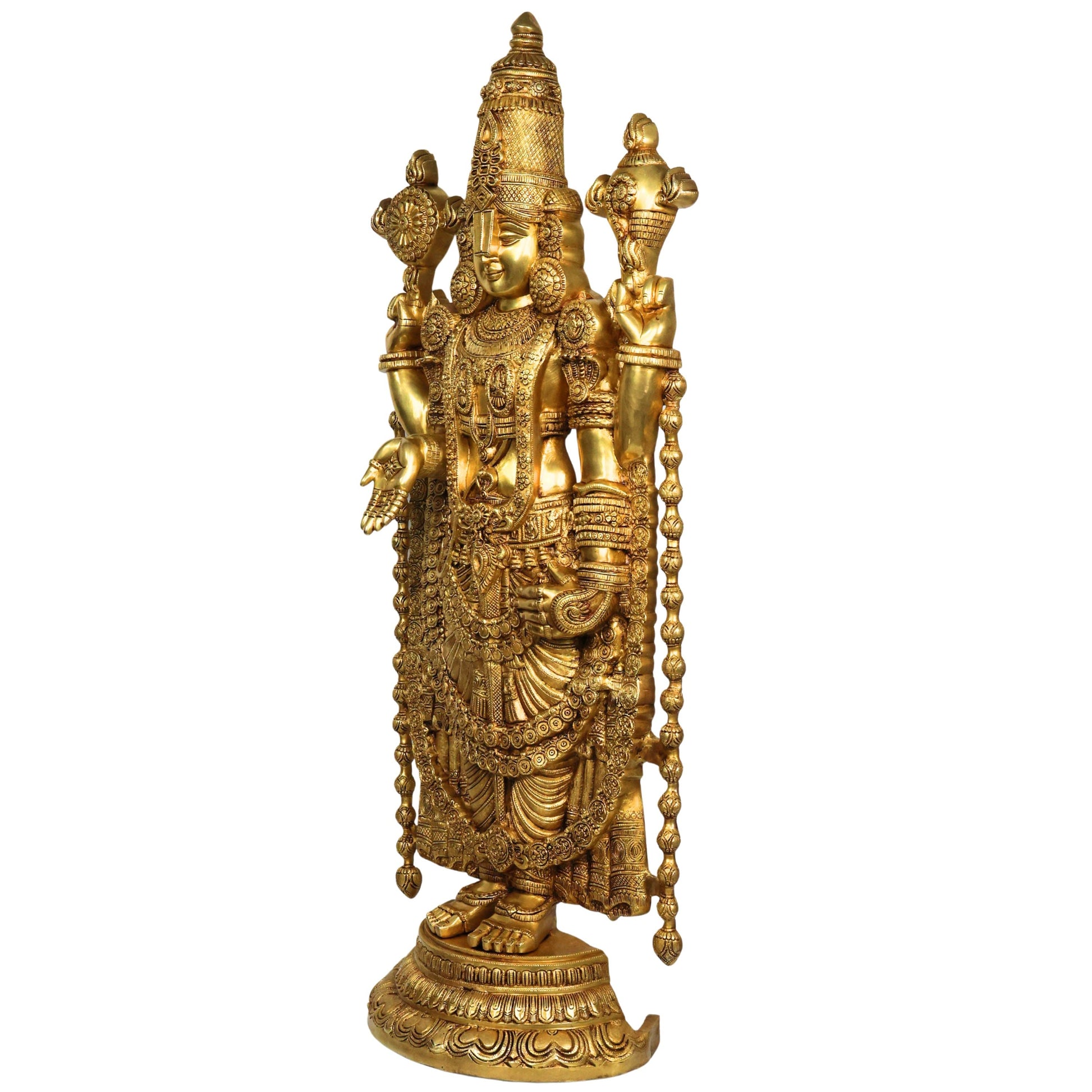 Brass Venkateswara Balaji Srinivasa Govinda Tirupati Perumal Idol Statue for Temple Home Decor Pooja 120cm, Gold, 47 Inch, 4ft,  1 Piece