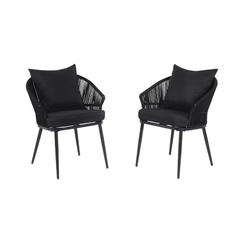 Aina Outdoor Patio Seating Set 2 Chairs Set Braid & Rope