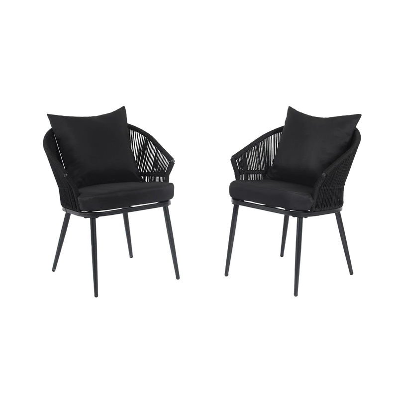 Aina Outdoor Patio Seating Set 2 Chairs Set Braid & Rope