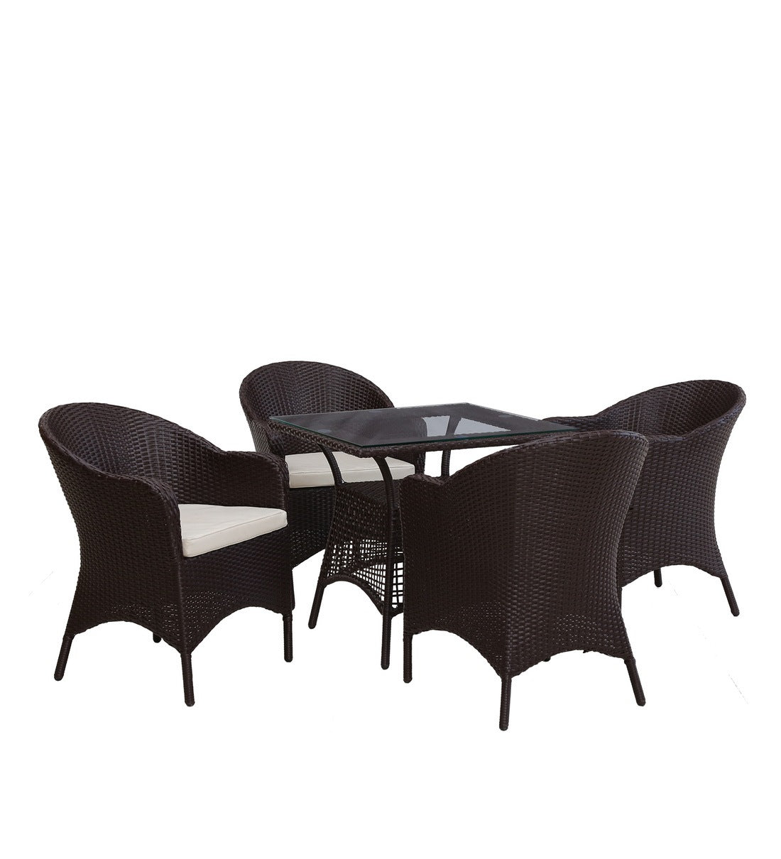 Dushtu Outdoor Patio Seating Set 4 Chairs and 1 Table Set (Dark Brown)