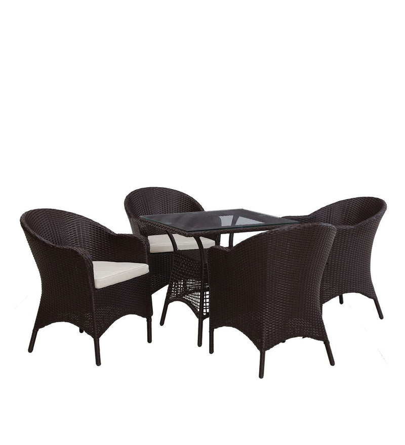 Dushtu Outdoor Patio Seating Set 4 Chairs and 1 Table Set (Dark Brown)