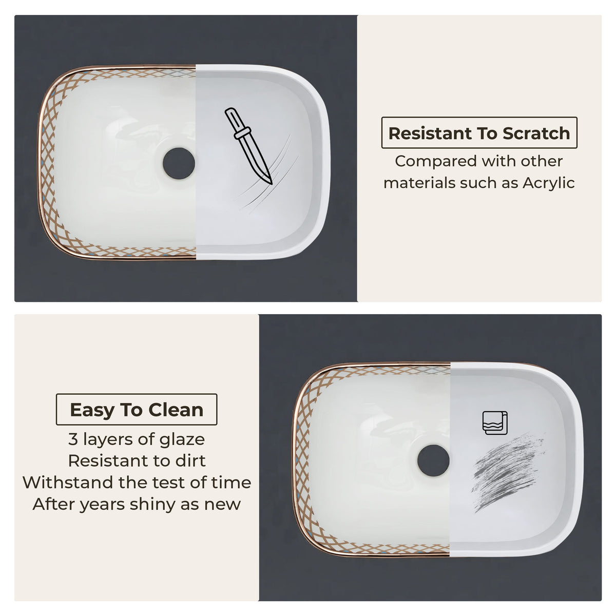 Plantex Ceramic Table Top Wash Basin/Washbasin/Countertop Wash Basin for Bathroom/Living Room(NC-482, 14 x 10 x 5 Inch)-4