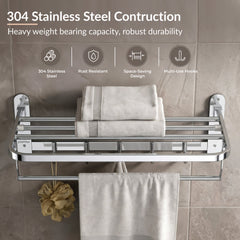 Plantex 304 Grade Stainless Steel Towel Rack in Bathroom/Towel Holder/Bathroom Accessories (24 Inch) Chrome-5