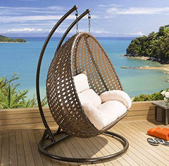Rosannah Double Seater Hanging Swing With Stand For Balcony , Garden Swing (Gold)