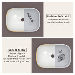 Plantex Ceramic Washbasin for Bathroom/Table Top Wash Basin/Countertop Vessel Sink Basin - Indo-European Collection - (NC-104,18 x 13 x 5 Inch)-3