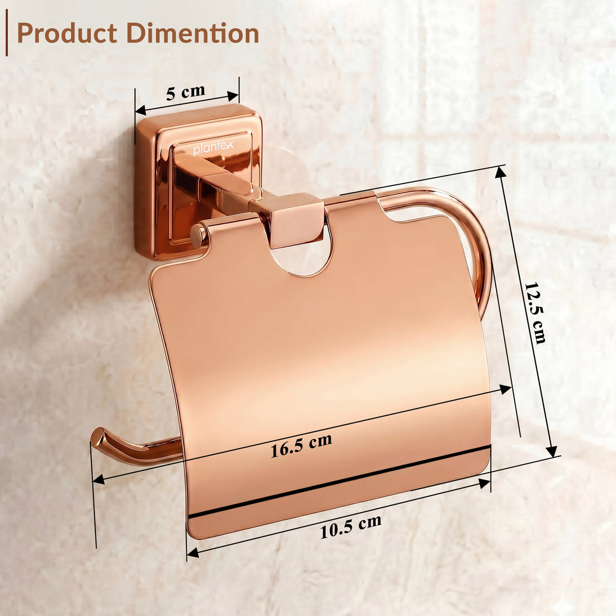 Plantex 304 Grade Stainless Steel Toilet Paper Holder/Stand for Toilet Paper Roll/Tissue Paper Holder - Decan (Rose Gold)-2