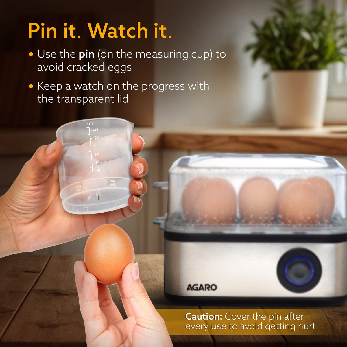 AGARO Grand Egg Boiler And Poacher - 500W, Silver
