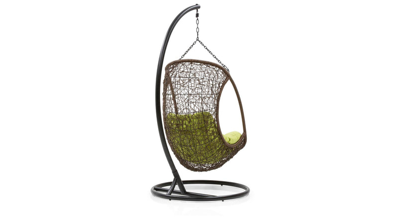 Nucci Single Seater Hanging Swing With Stand For Balcony , Garden Swing (Dark Brown)