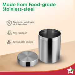 Wonderchef Modena Stainless-steel Kitchen Organiser 2 Pc. Set with Lid for Kitchen/Dining Table, Store Tea Coffee Sugar,