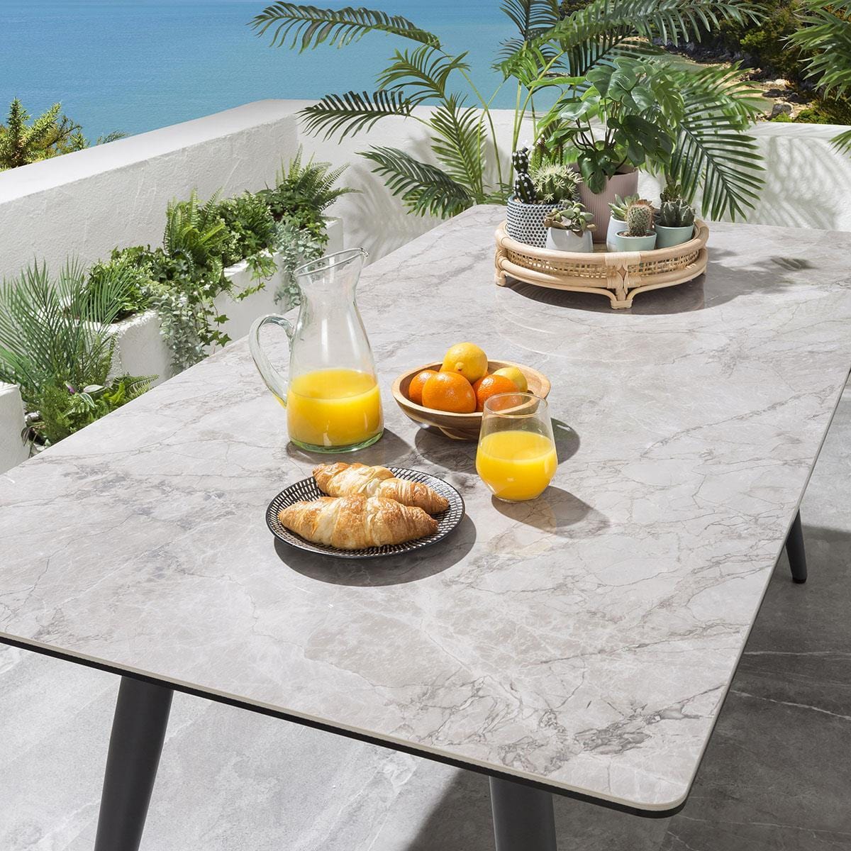 Ventus Outdoor Patio Seating Set 6 Chairs and 1 Table Set (grey)